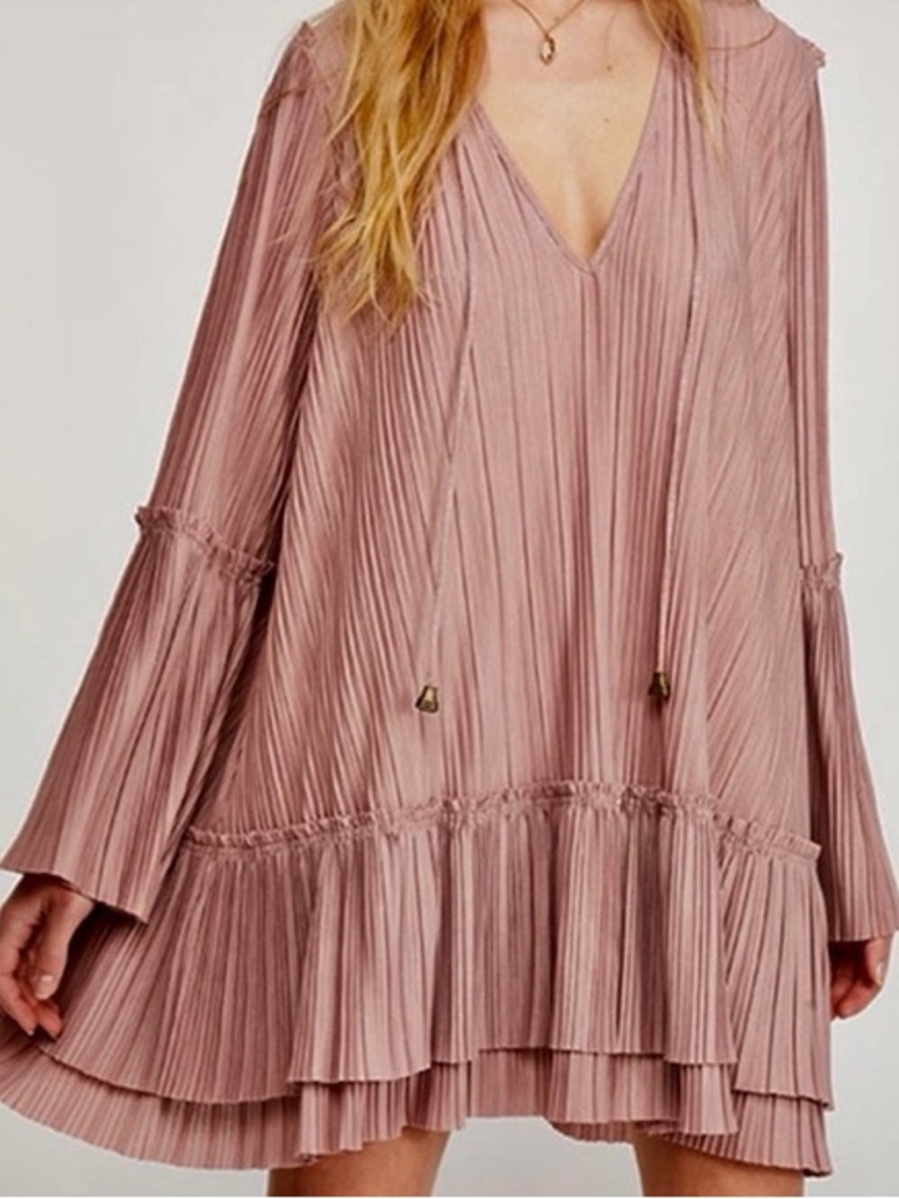 Free People| Rose Pink ‘Can’t Help It’ Boho Flare Swing Mini Dress Sz XS